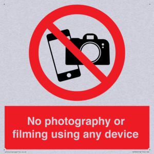 No photography or filming using any device
